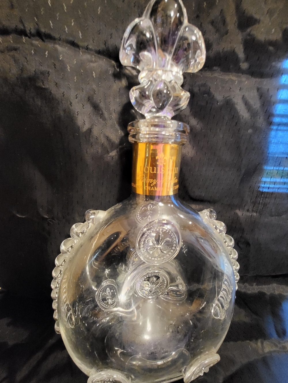 Baccarat Clear Crystal Decanter with Gold Neck Band